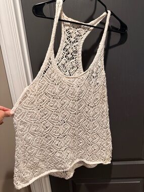Abercrombie & Fitch White Crochet Racerback Tank